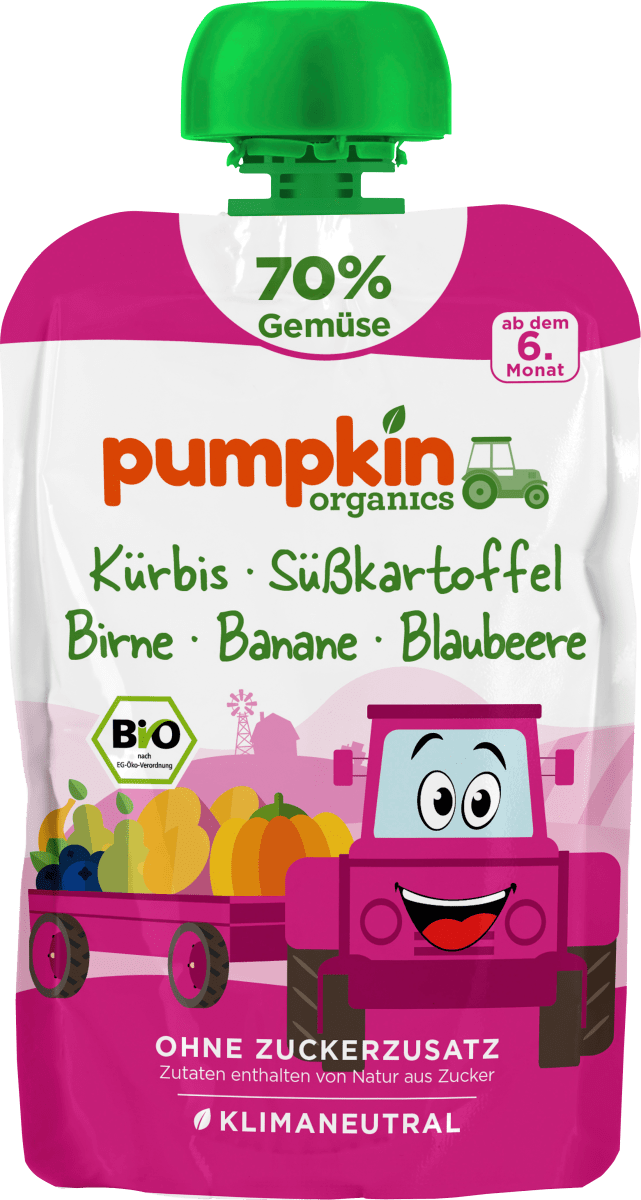 Quetschie Kürbis, Süßkartoffel, Birne, Banane & Blaubeere, ab 6 Monaten, 100 g