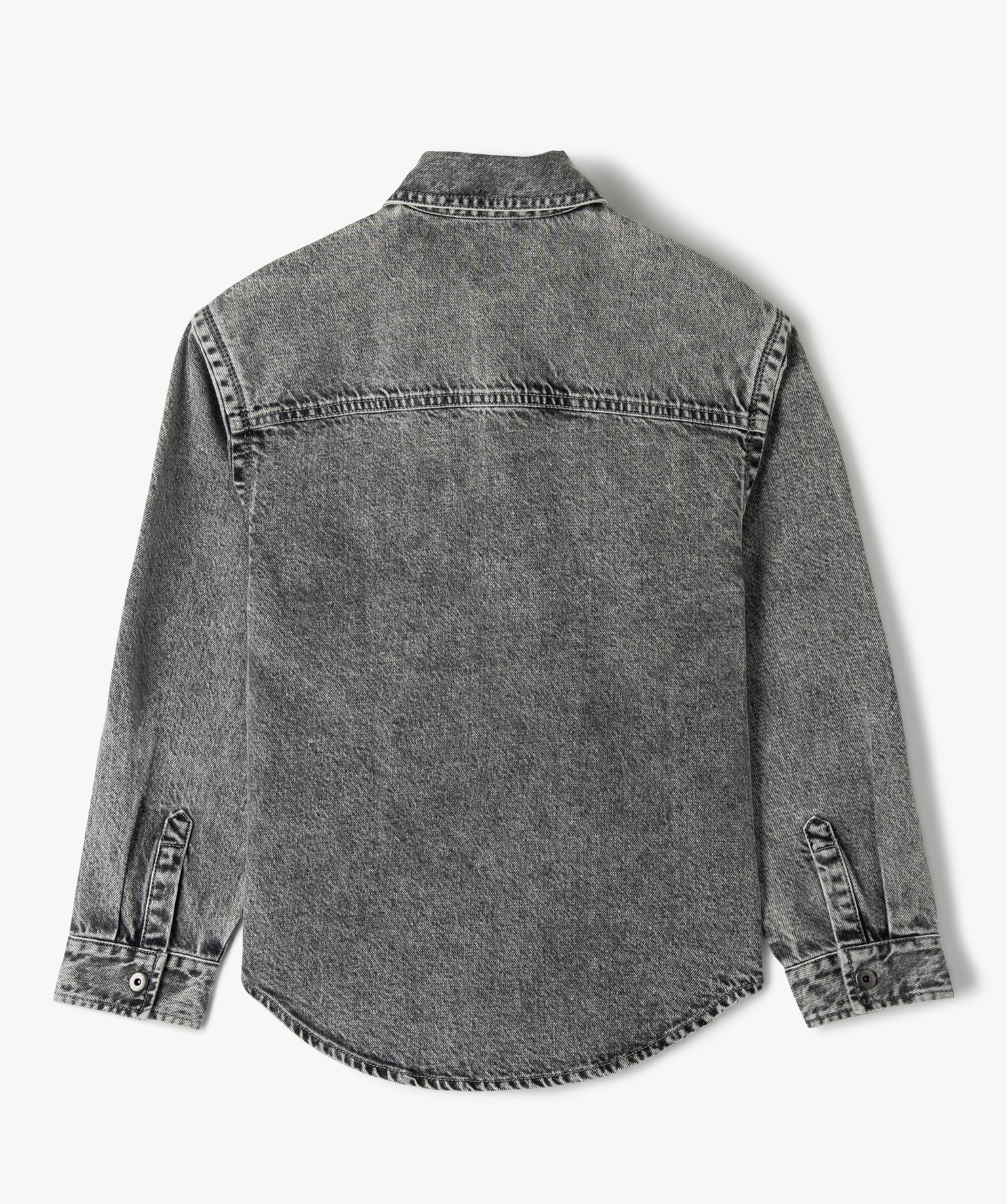 Veste en jean fille bas arrondi gris | GEMO