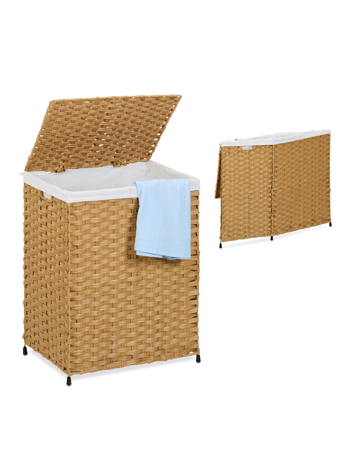 relaxdays Wäschekorb in Natur/ Beige - (B)46 x (H)60 x (T)34 cm günstig kaufen onesize