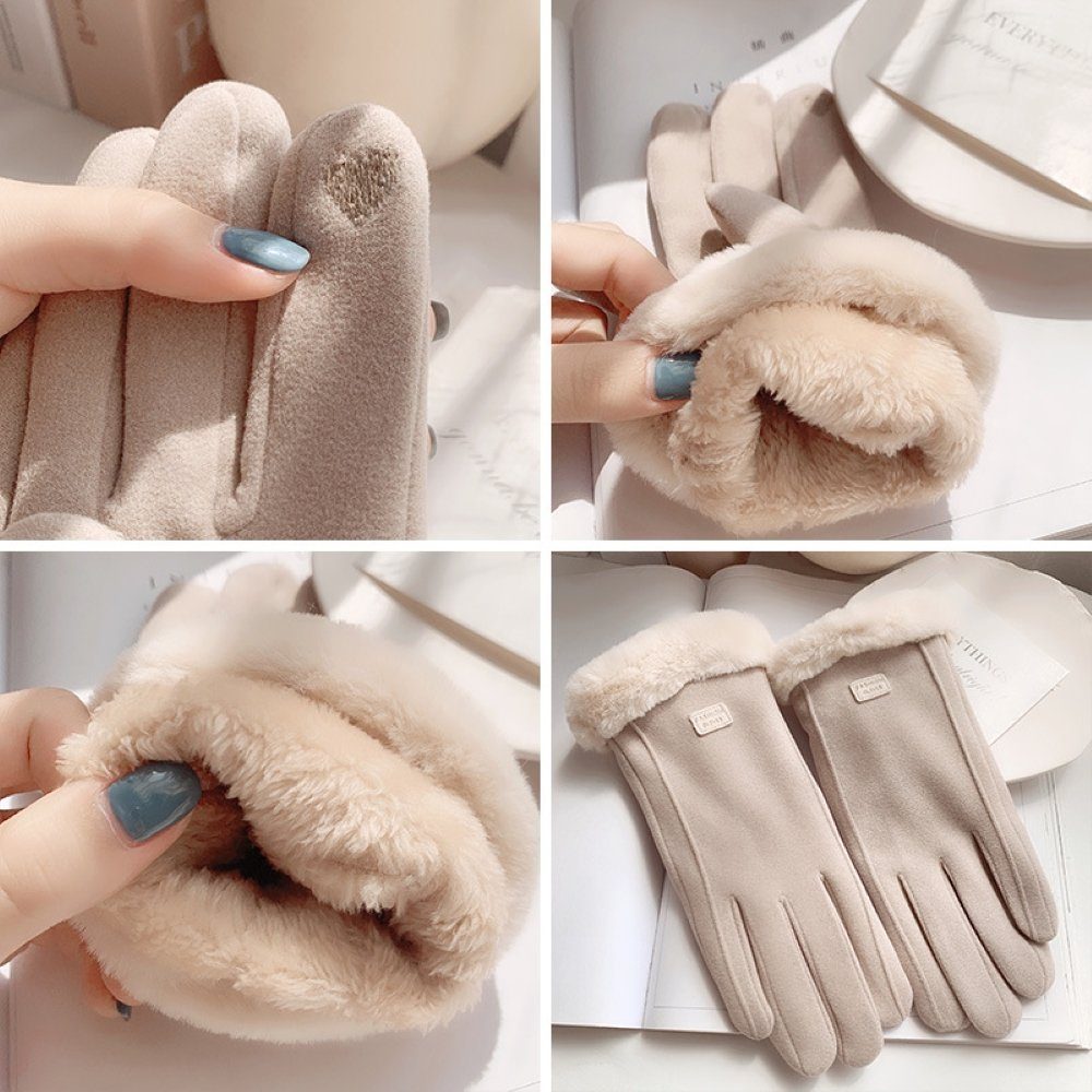 Alster Herz Fleecehandschuhe Warme Damen Handschuhe, winddicht, Fleece, elegant, A0503 mit Kunstfell, hält warm