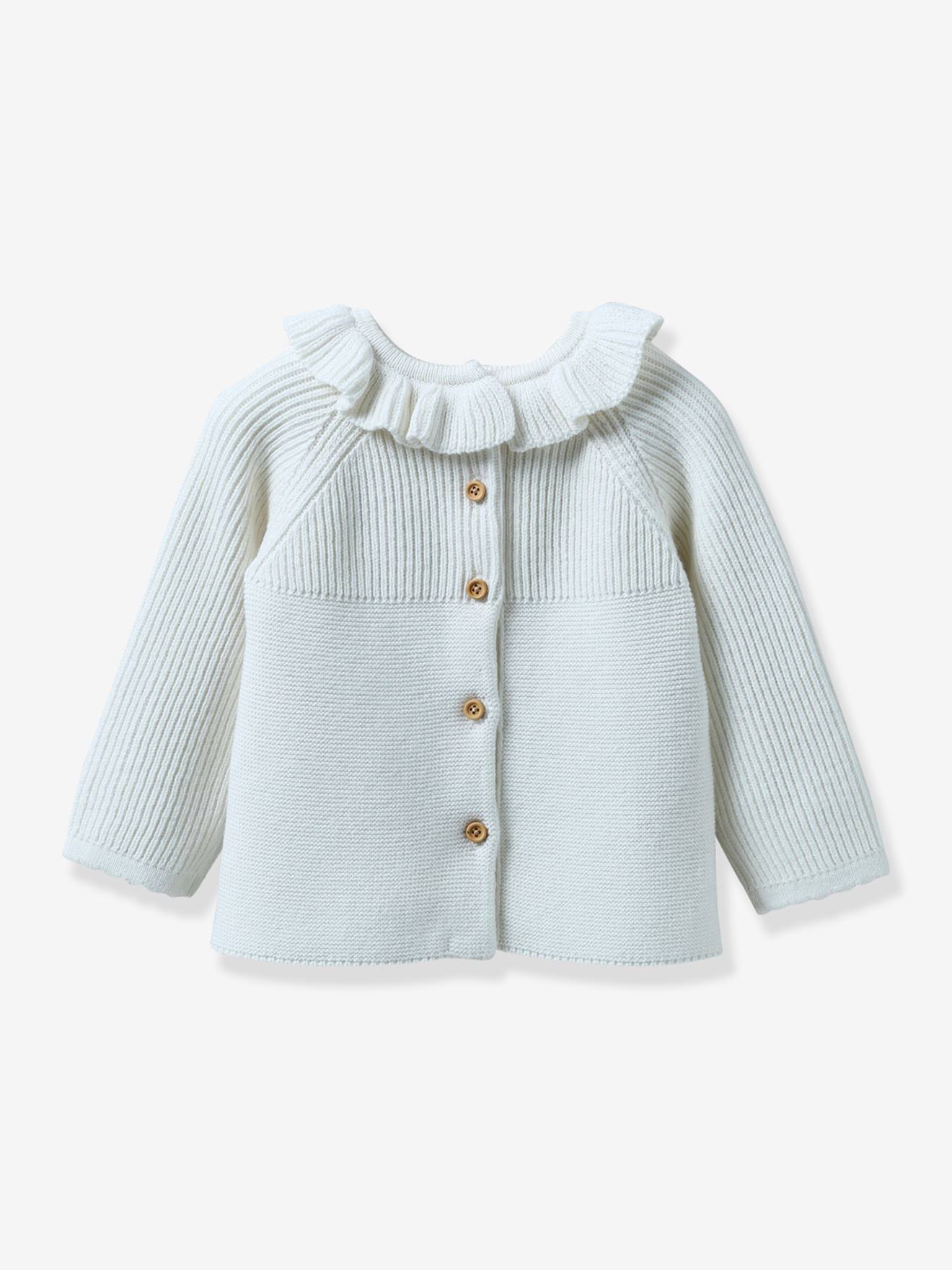 Cyrillus Baby Strickjacke mit Kragen CYRILLUS - wollweiß