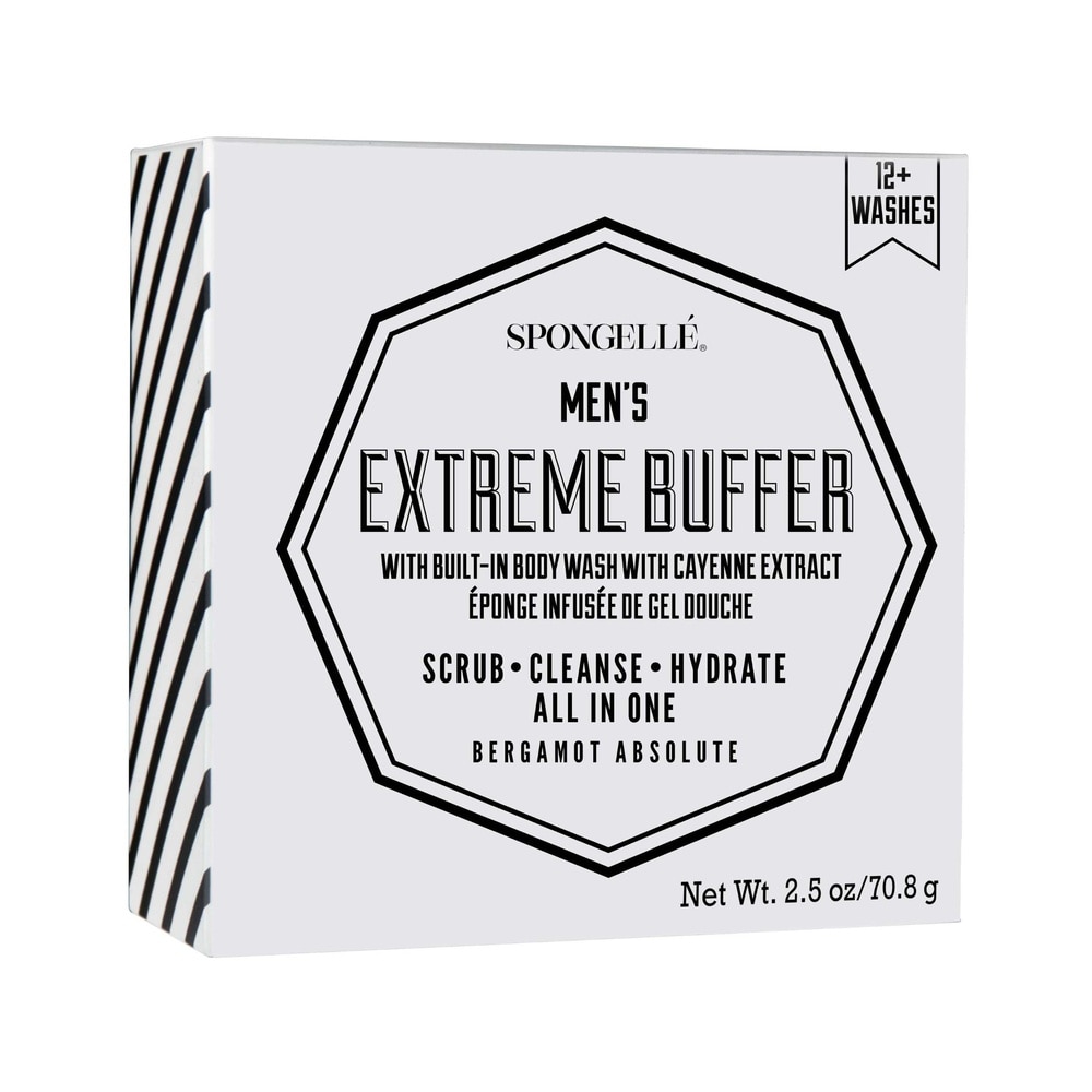 spongelle MEN'S SUPER BUFFER - BERGAMOT ABSOLUT (20+ USES) Eponge infusée de gel douche pour Homme