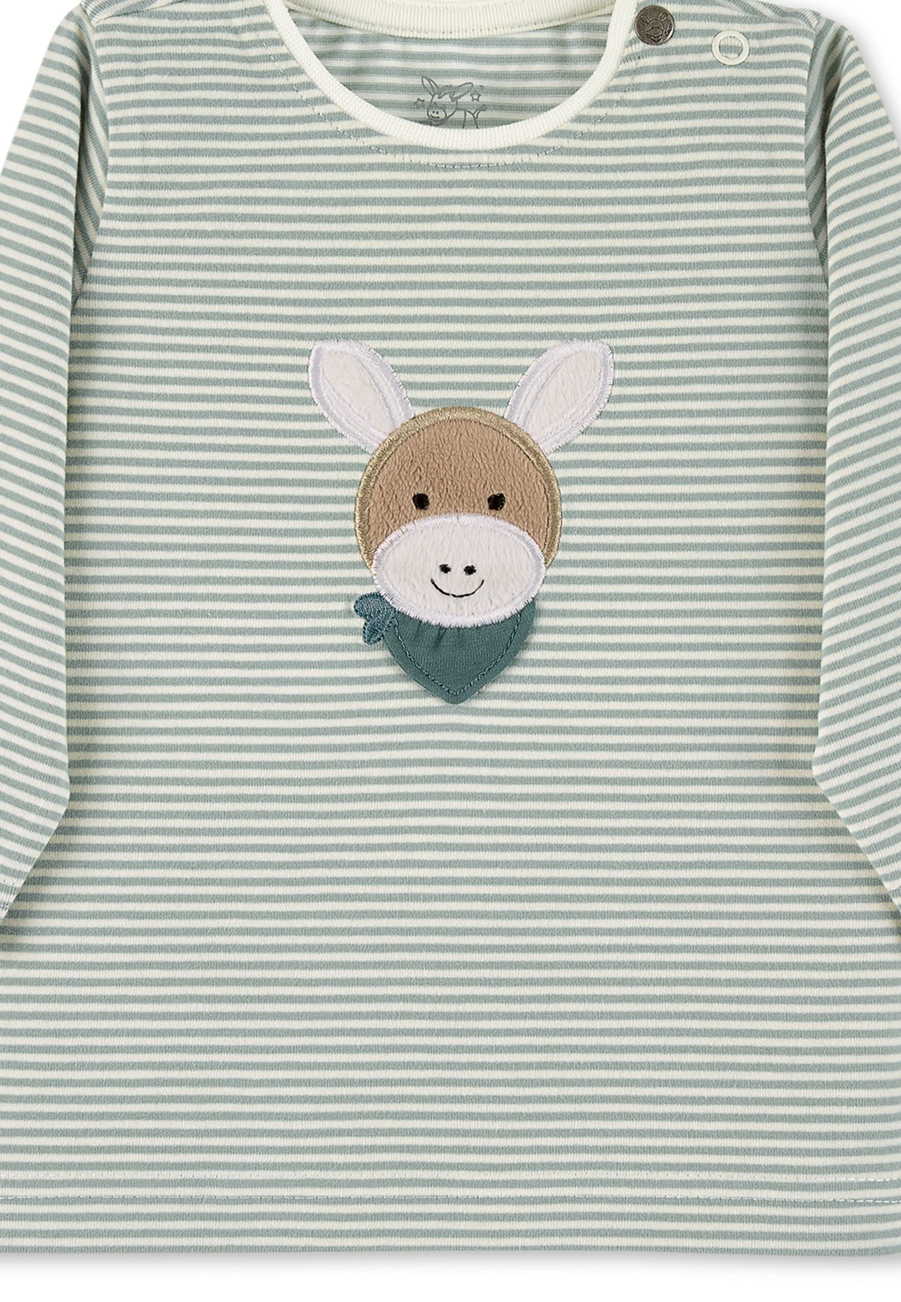 GOTS Langarm-Shirt Esel Emmi Stickerei, gestreift