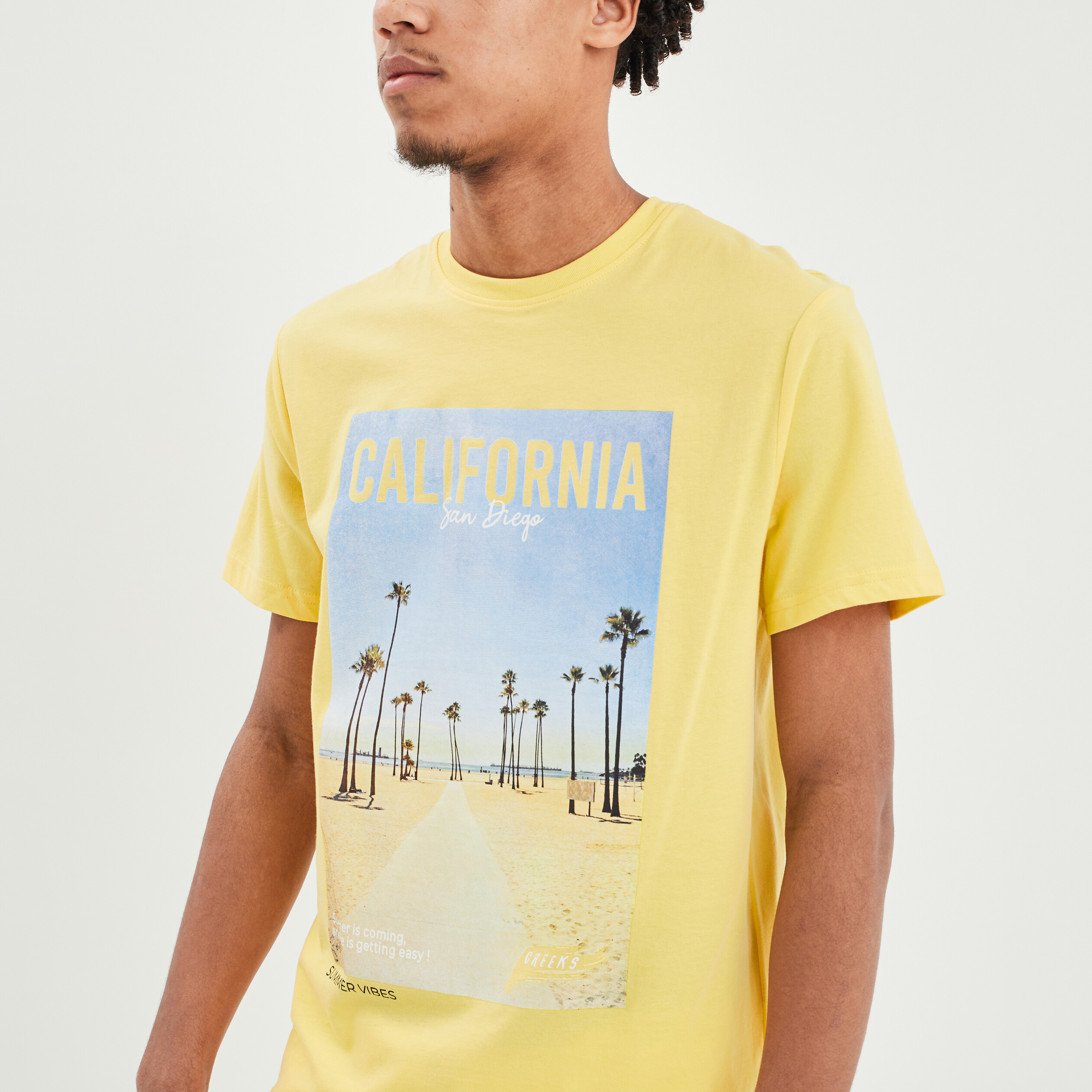 T-shirt manches courtes Creeks jaune citron homme | La Halle