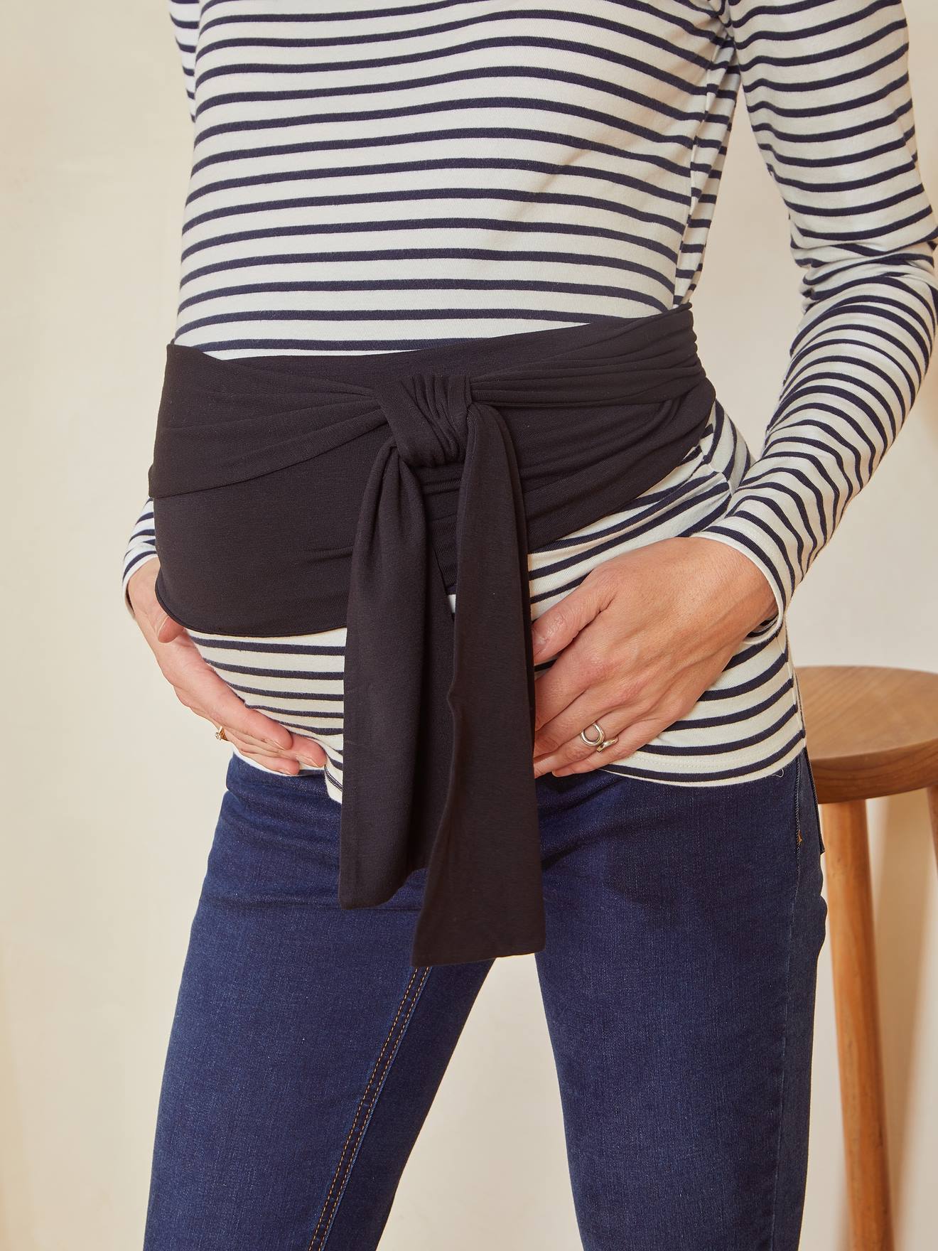Ceinture maternité en maille à nouer noir