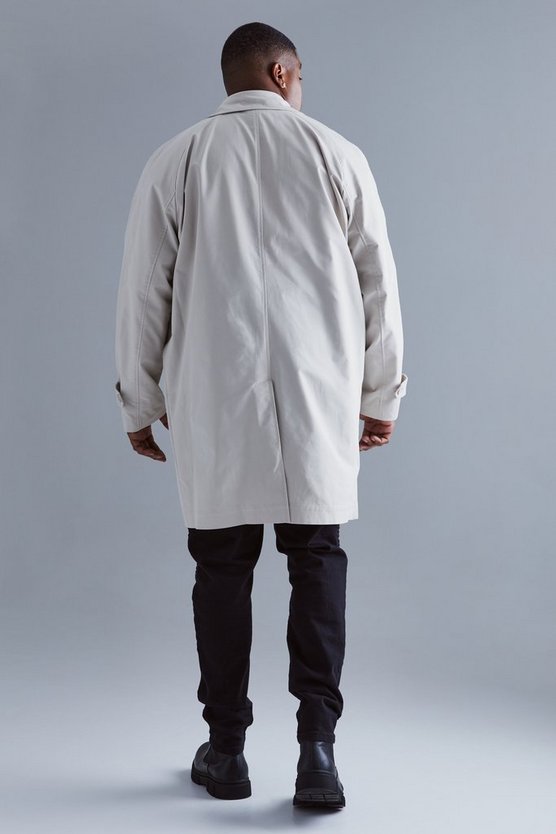 Plus einreihiger Poly Twill Regenmantel