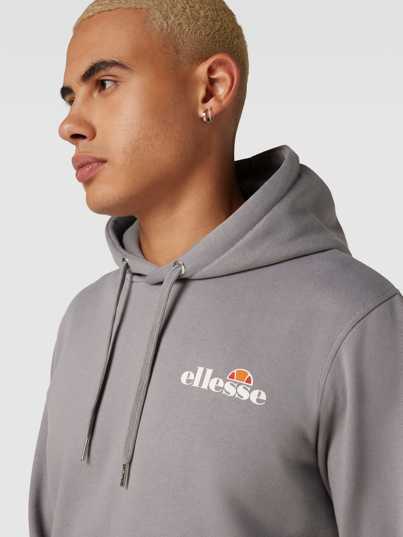 Hoodie mit Label-Print Modell 'Olevano' in mittelgrau