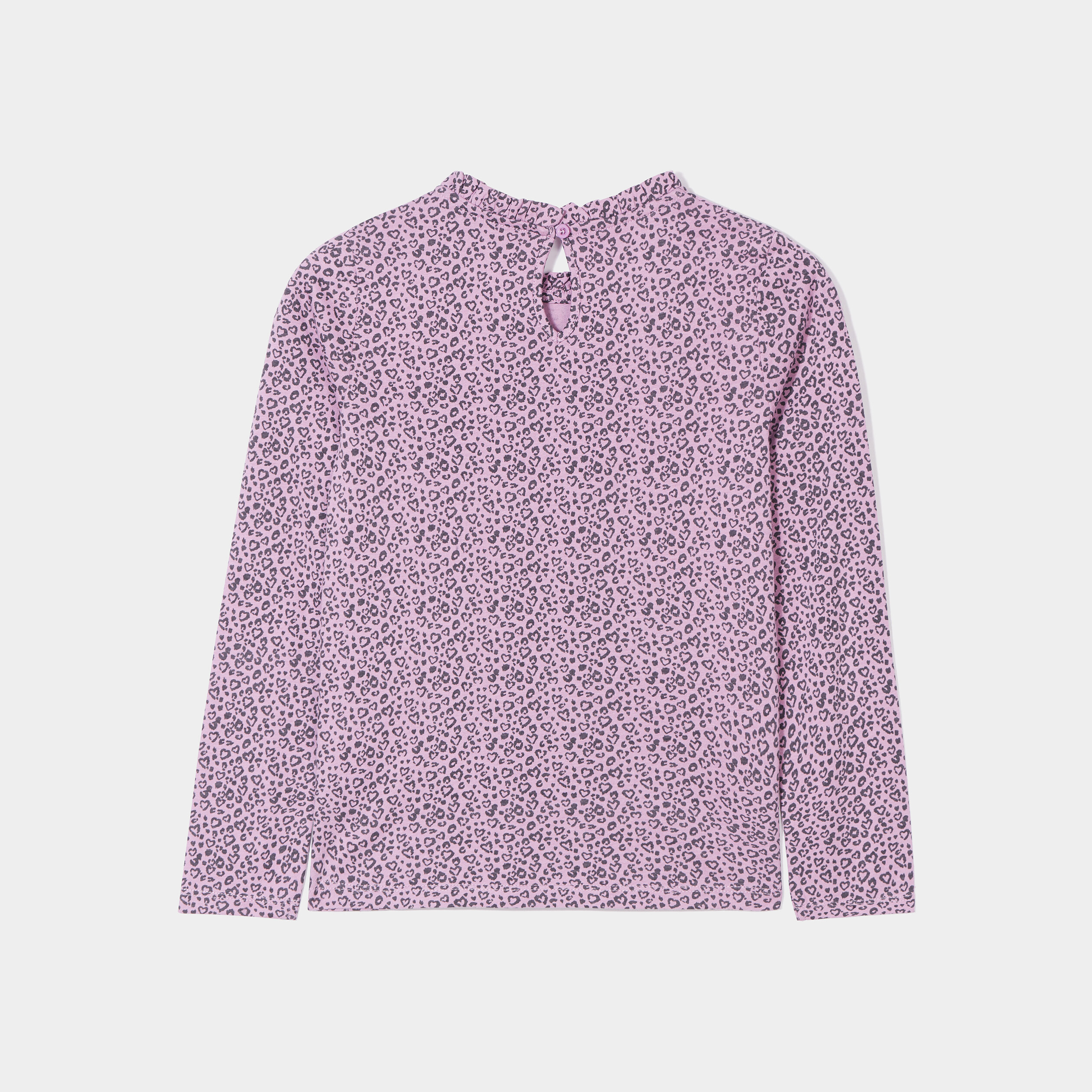 T-shirt col montant volanté coton parme fille | La Halle