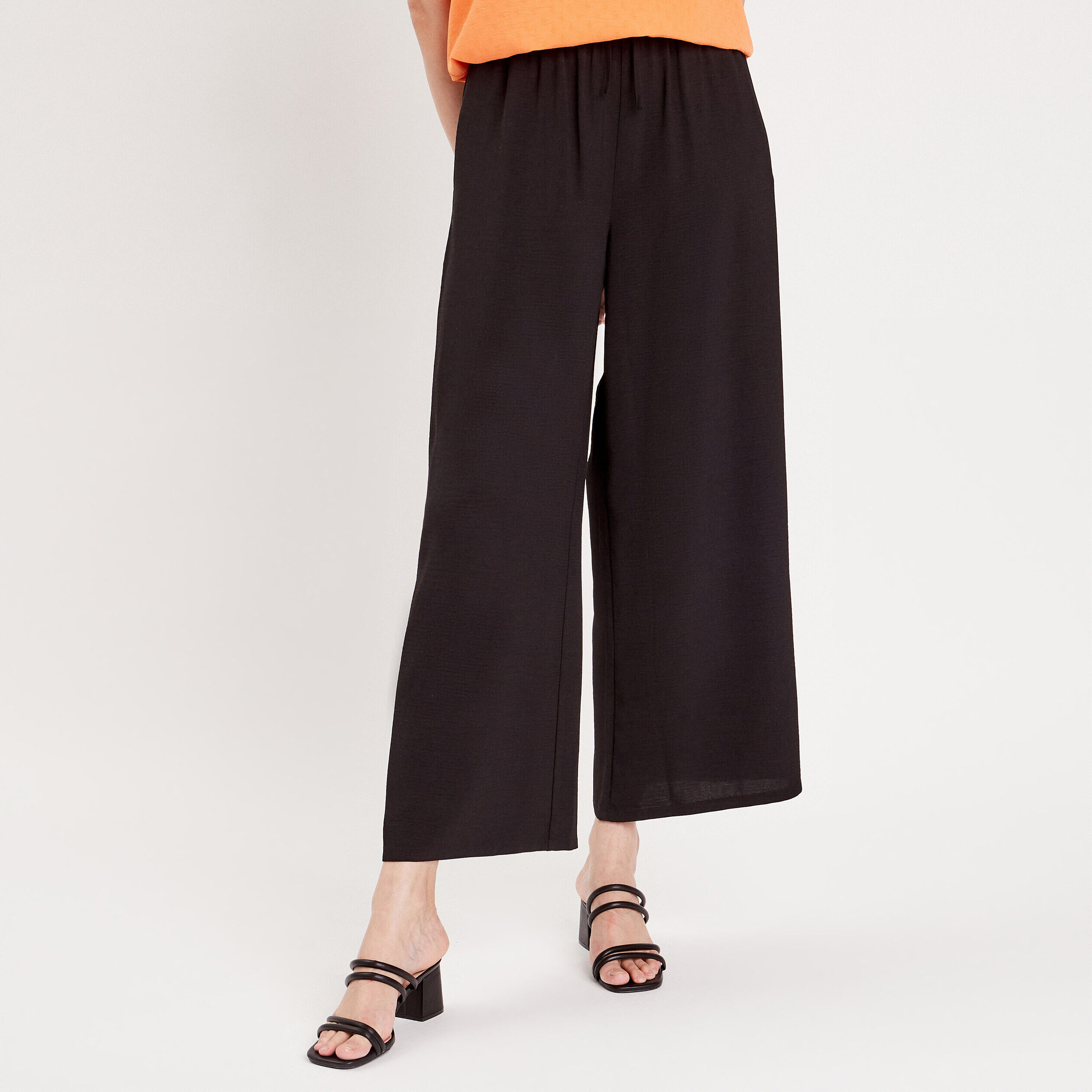 Pantalon large fluide noir femme | Cache Cache