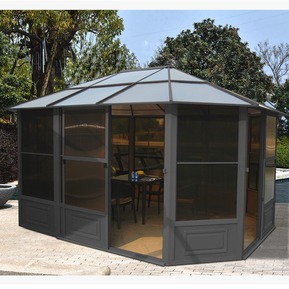HC Garten & Freizeit Aluminium Wintergarten Pavillon - ca. 515 x 411 x 280 cm, Anthrazit