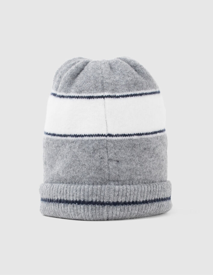 Bonnet gris tricot jacquard message garçon