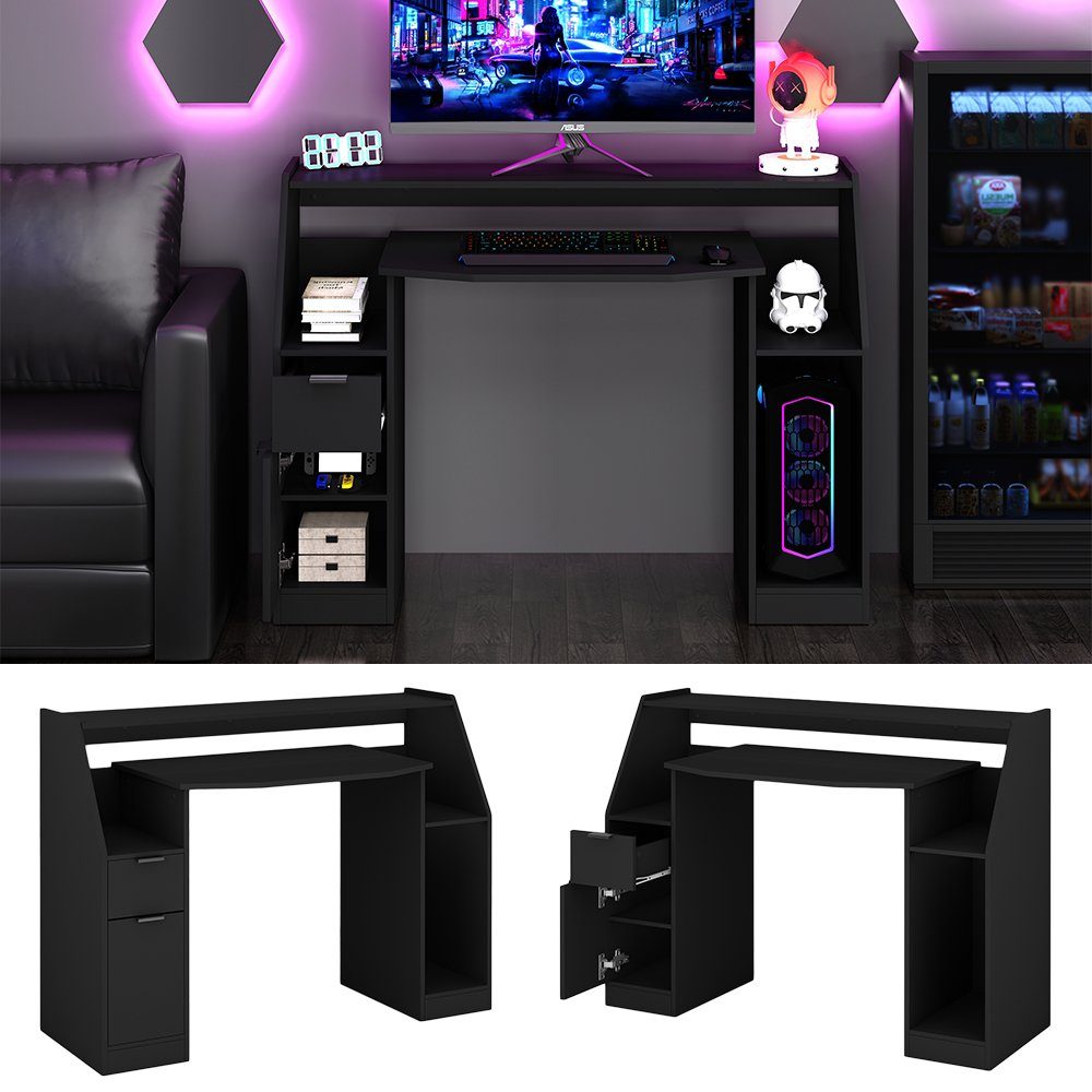 Livinity Computertisch Gamingtisch TAILS Schwarz