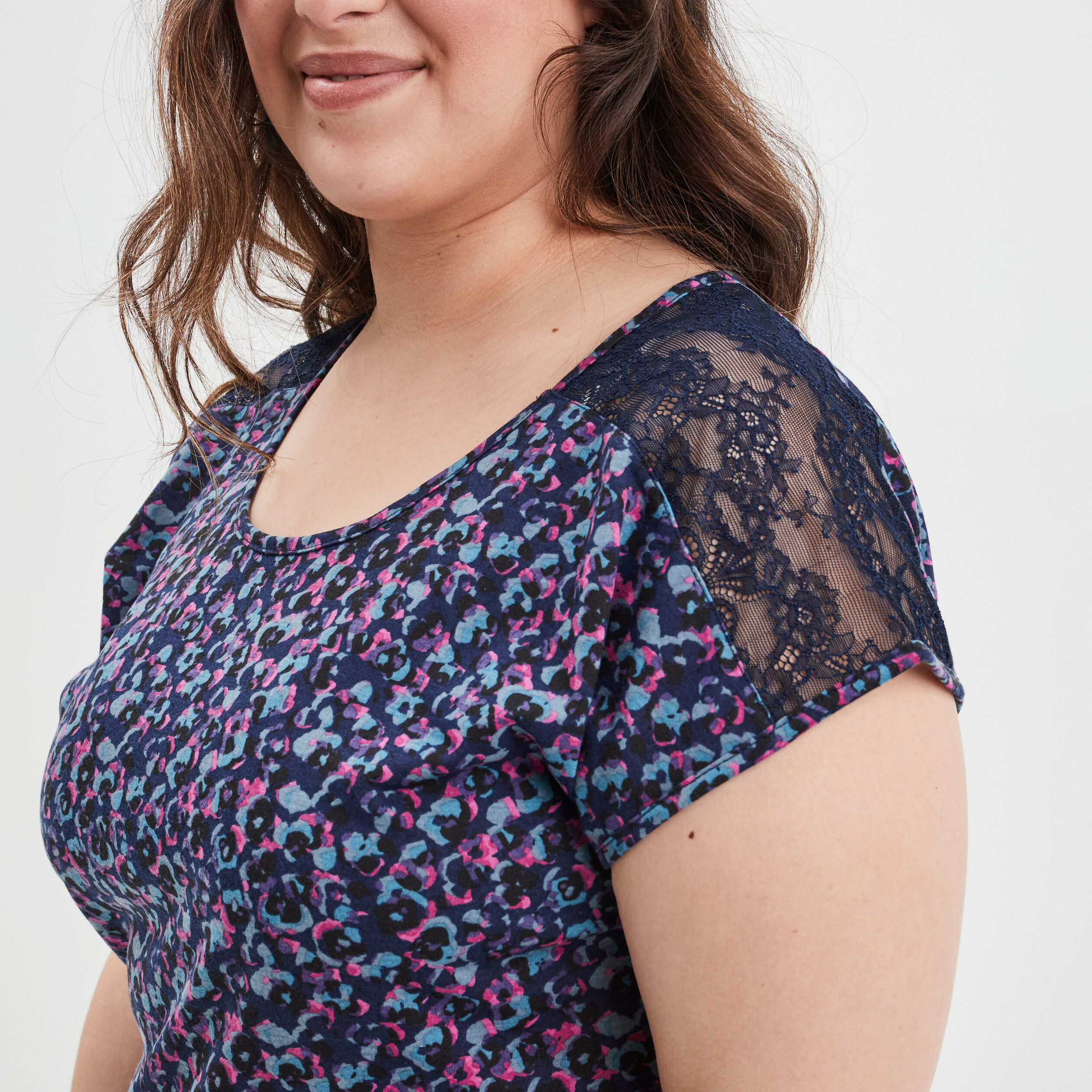 Chemise de nuit grande taille bleu femme grande taille | La Halle