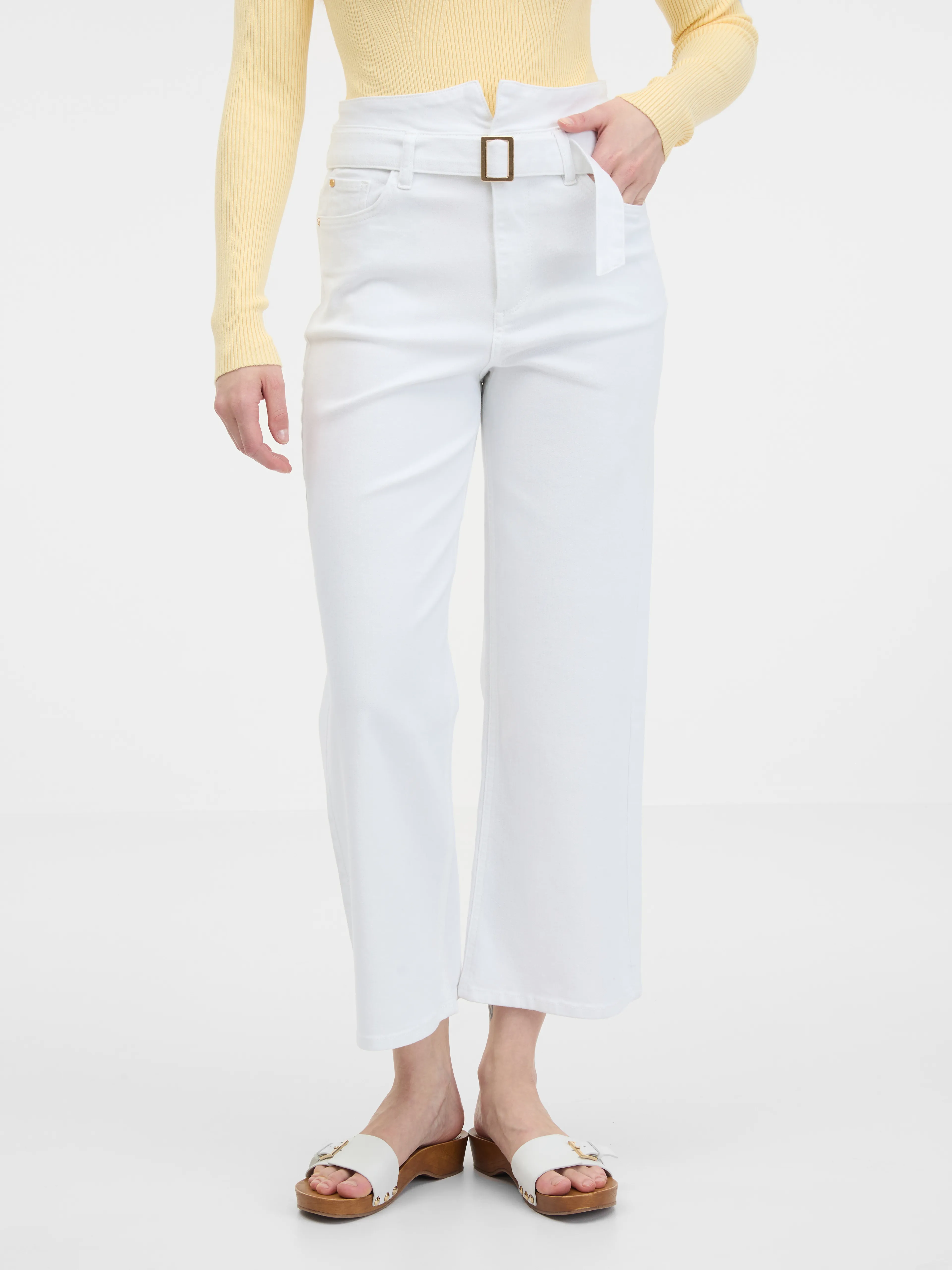 Weiße Damenjeans mit weitem Bein ORSAY