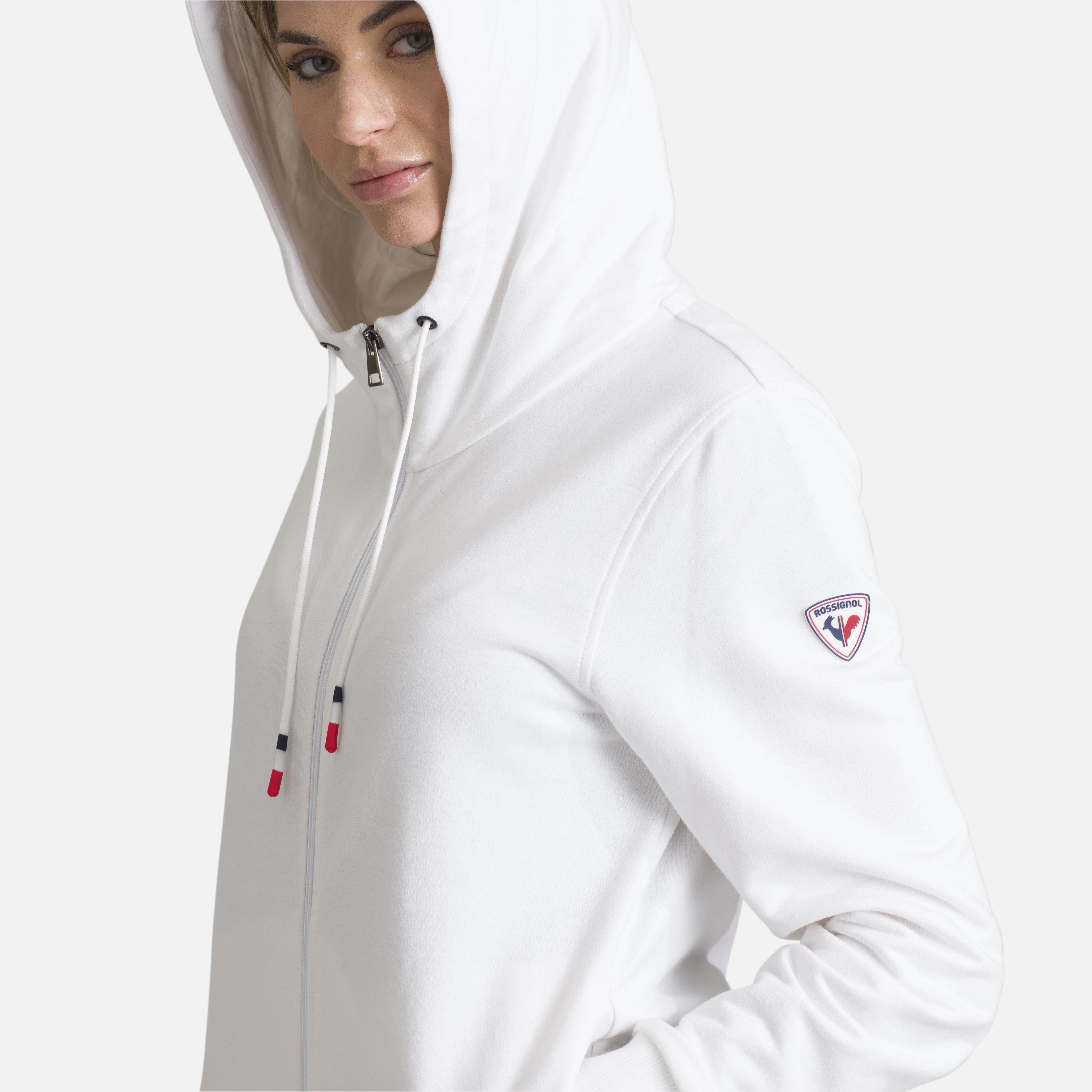 Sweat en coton à capuche zippé Logo Femme