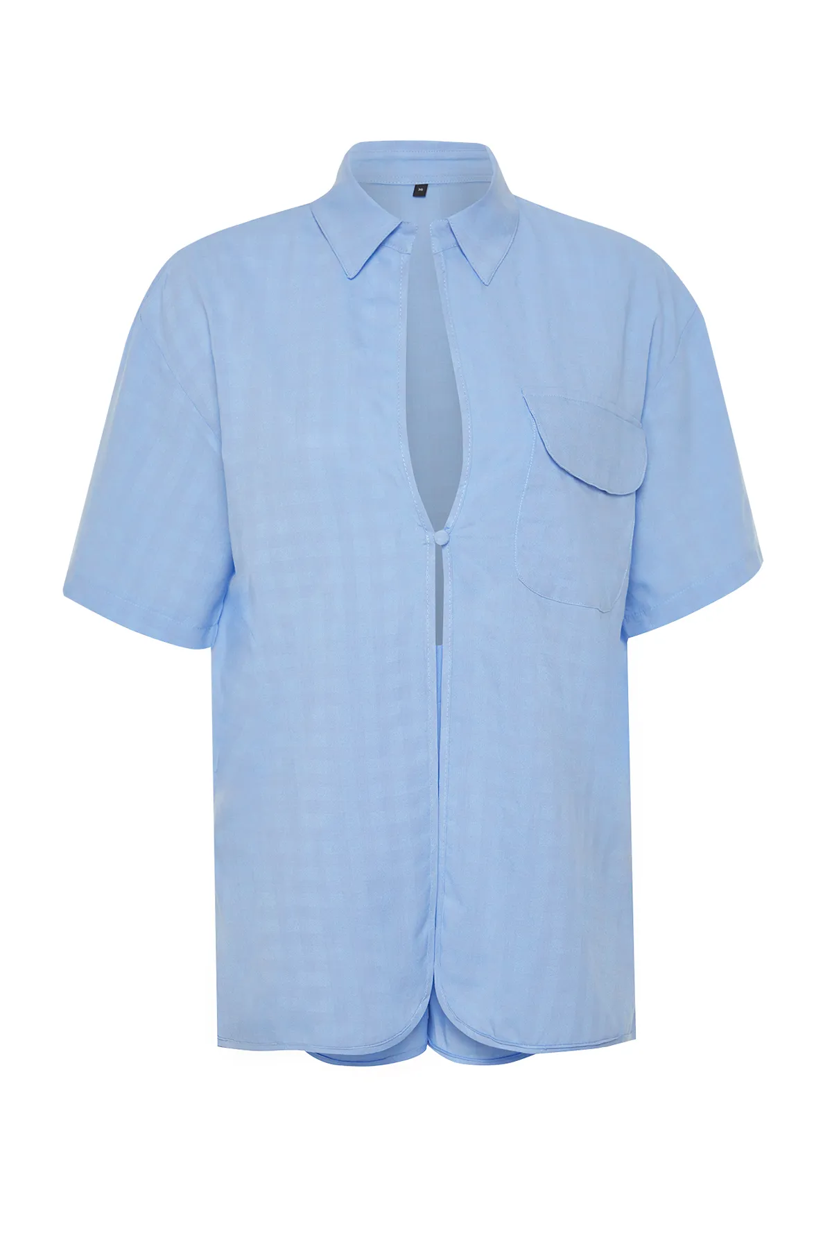 Trendyol Collection  Blau gewebtes Hemd-Shorts-Set TBESS24AU00014