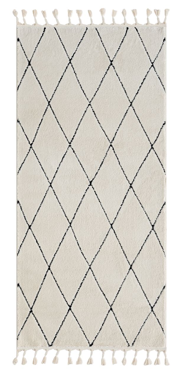 MyFlair Teppich Moroccan Sketch, 100 cm x 200 cm, Farbe weiß, rechteckig, Florhöhe 19mm