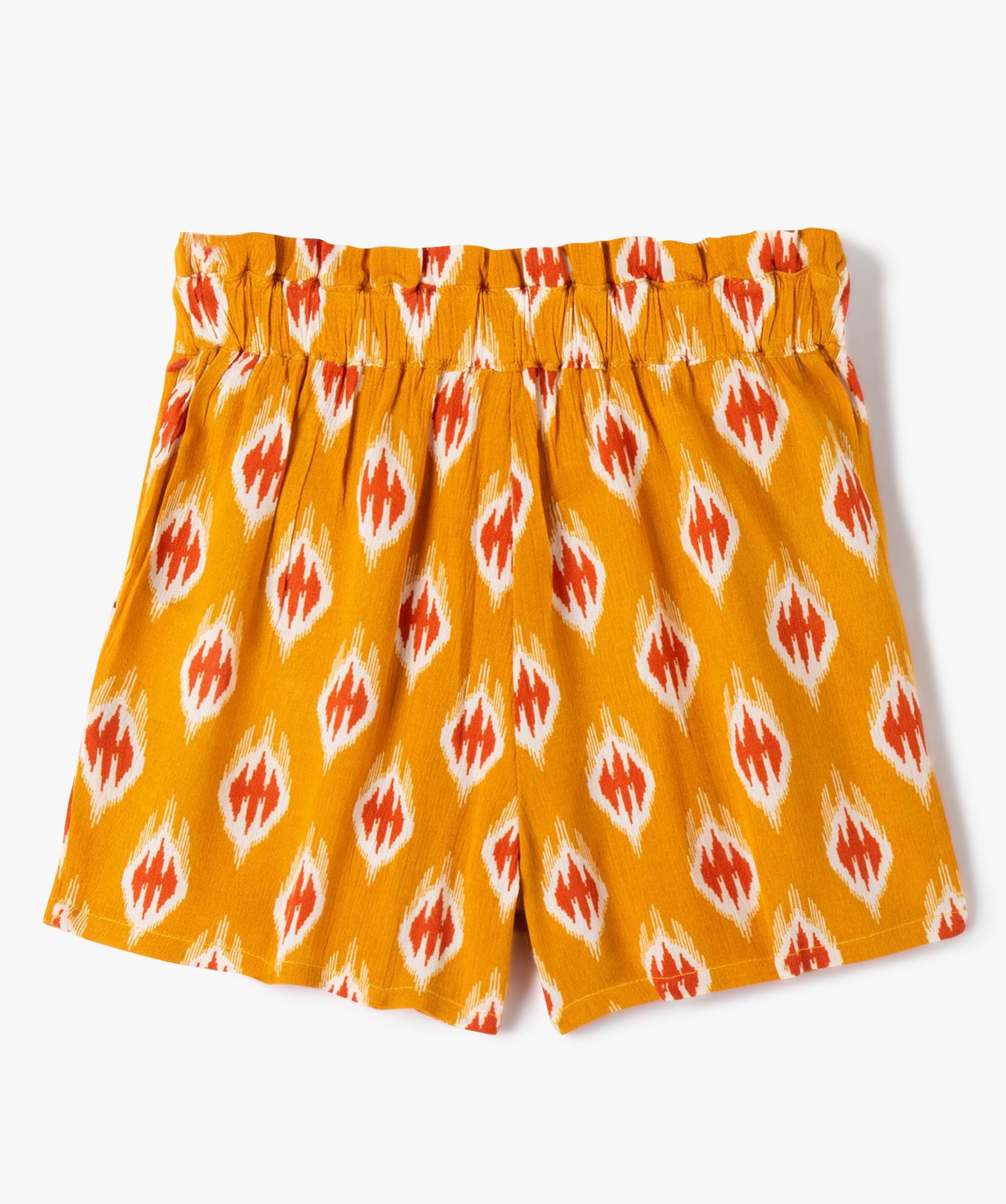 Short fille imprimé taille haute jaune | GEMO