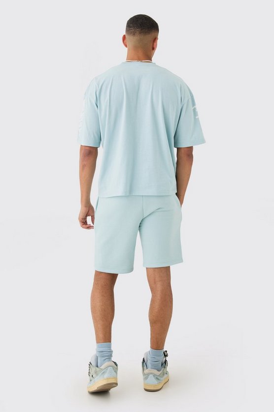 Lockere Jersey-Shorts mit Graffiti-Print