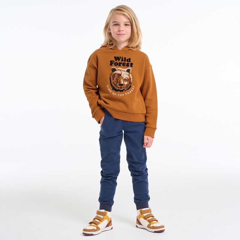 Sweat-shirt à capuche motif tigre orange garçon