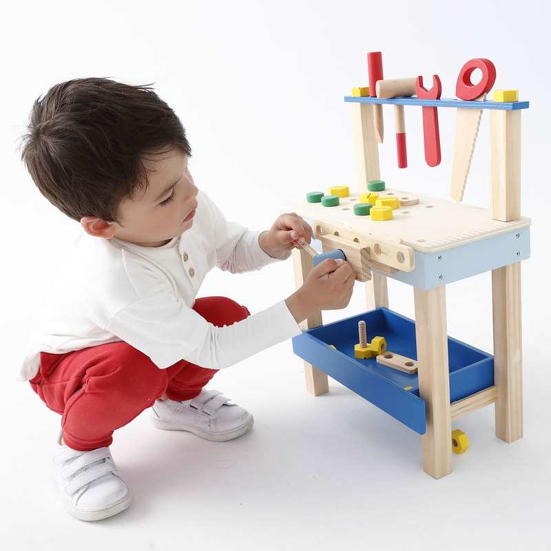 Établi de bricolage en bois avec ses outils Oxybul