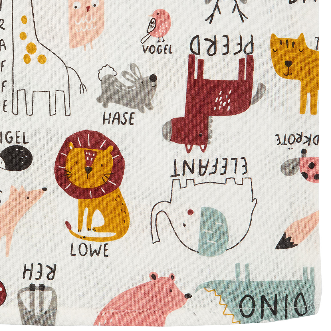 Kissenhülle mit bunten Tier-Motiven