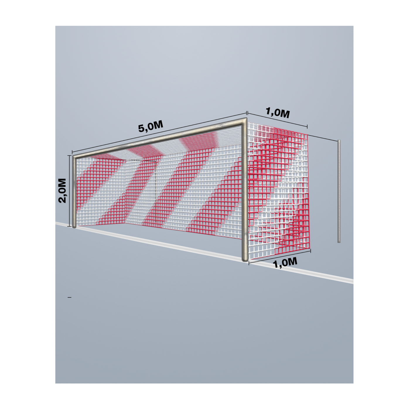 Cawila Tornetz 5,15x2,05m | Tiefe 1,0x1,0m | Maschenweite 12cm | Stärke 4mm | rot/weiß
