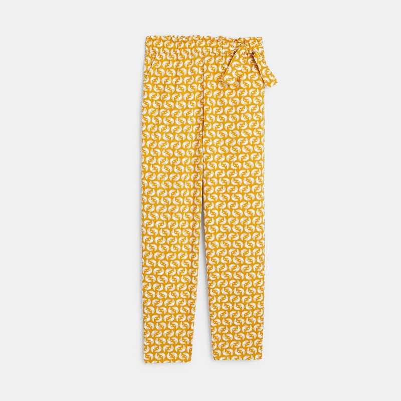 Pantalon fluide imprimé jaune fille