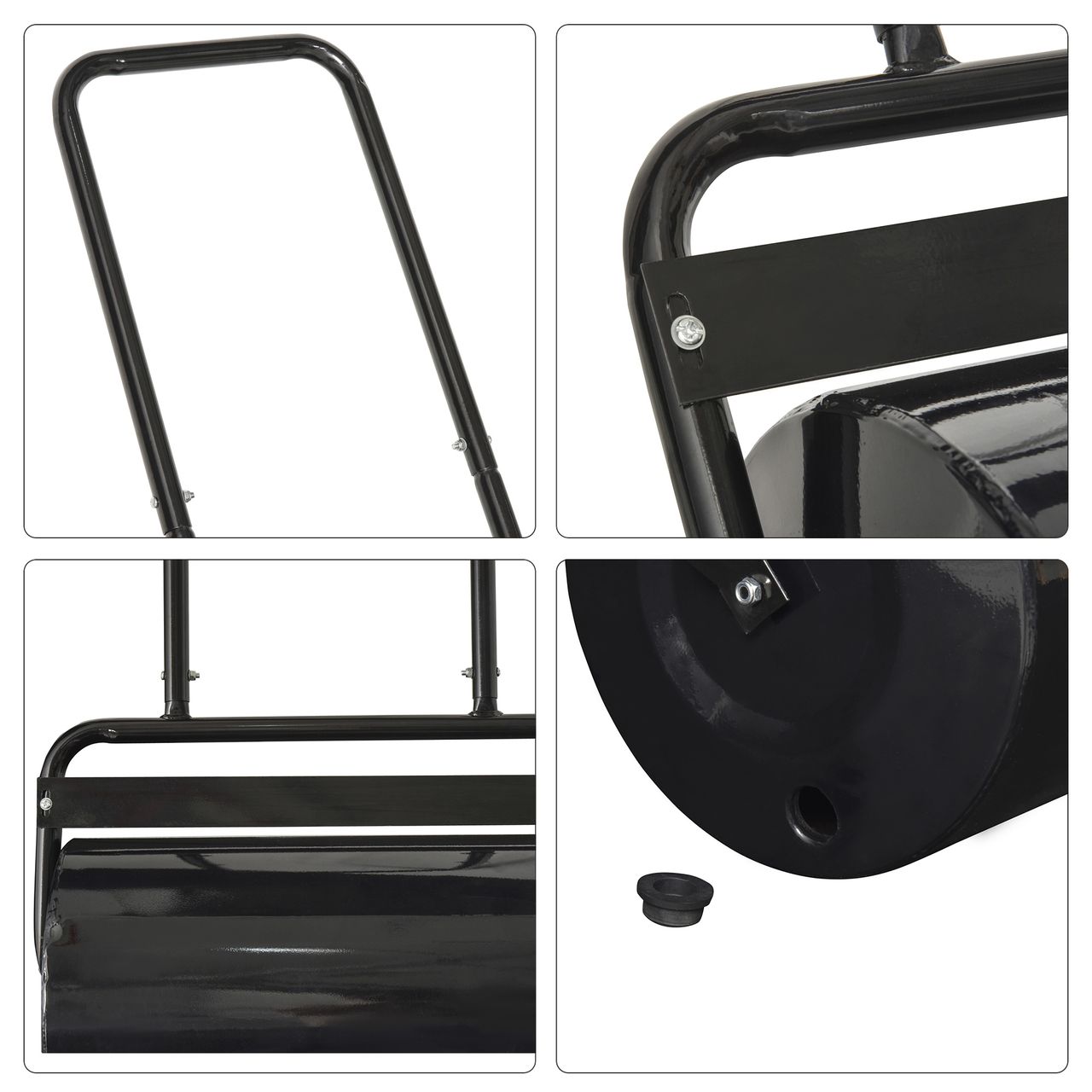 Outsunny Rasenwalze mit U-Griff Gartenwalze, 32 cm Durchmesser 38 L Wasser-/62 kg Sand Metall Schwarz