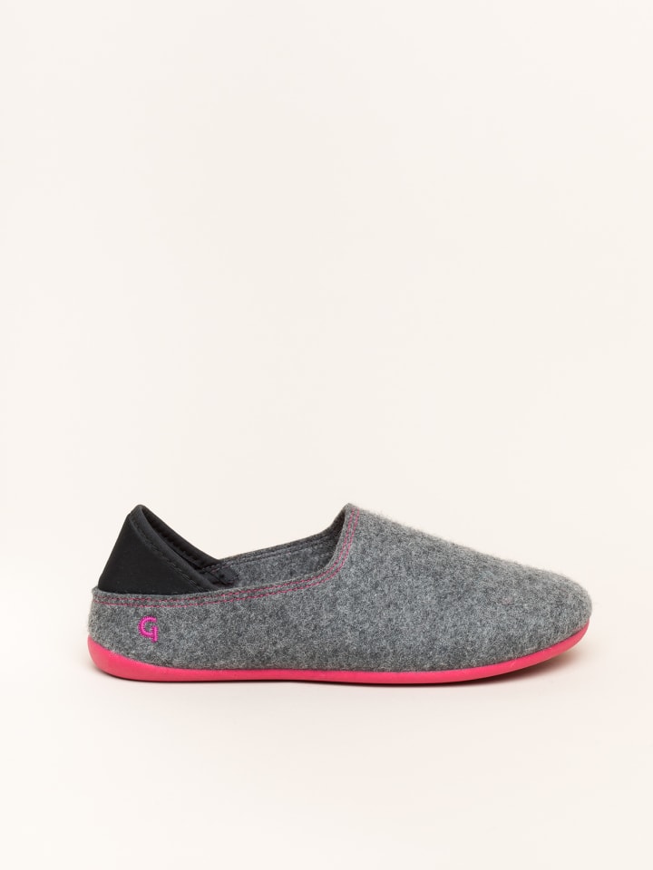 Gottstein Hausschuh Wool Slip-On in grey/raspberry günstig kaufen
