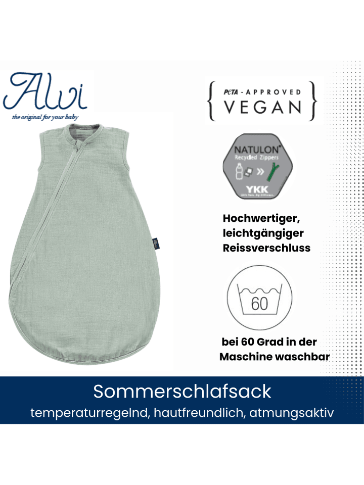 Alvi Baby Mäxchen Sommertraum Mullschlafsack Exklusiv in Hellgrün günstig kaufen