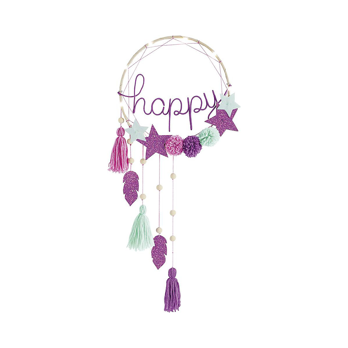Kreativ-Set Traumfänger «Happy» mit Lichterkette