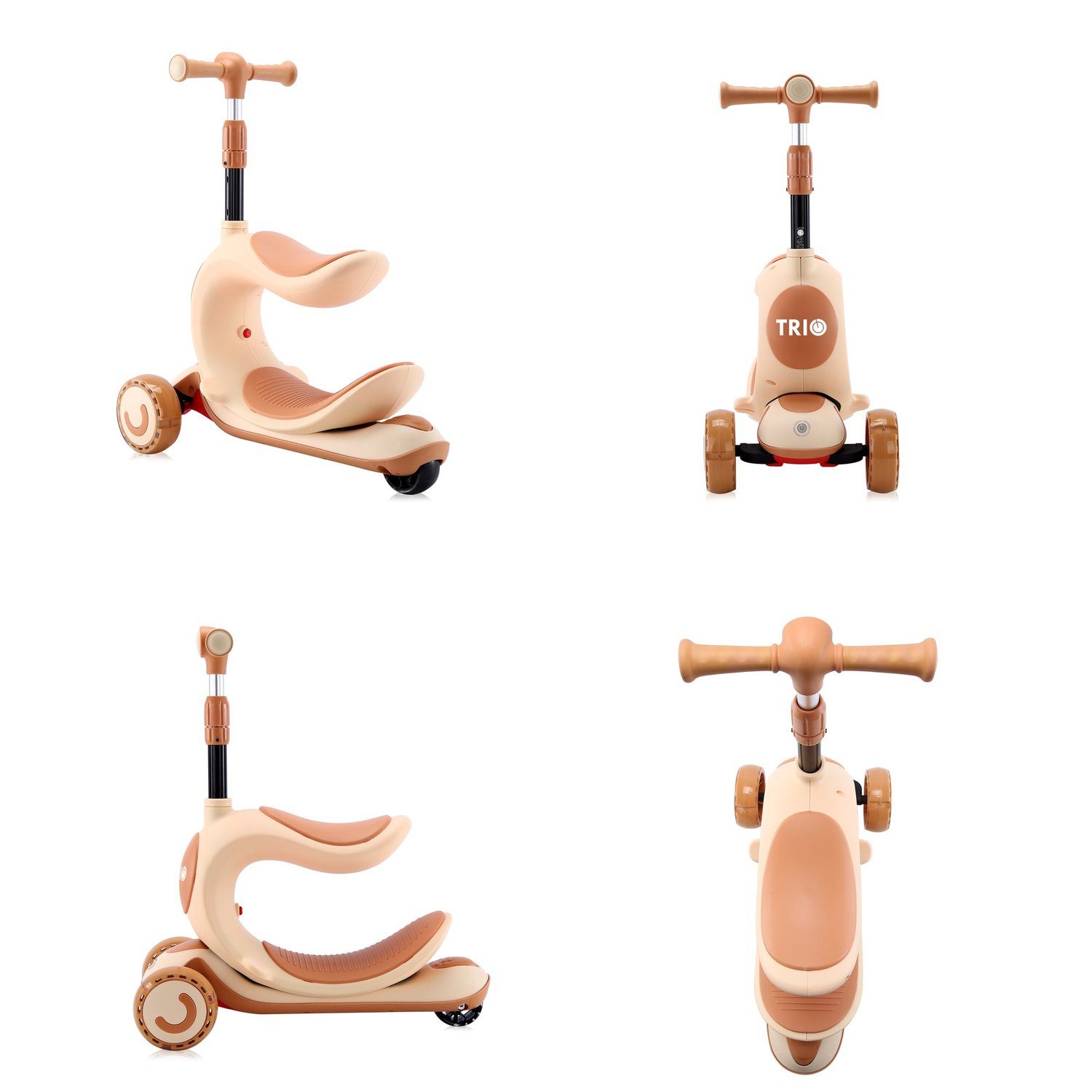 Lorelli Cityroller Kinderroller Trio 2 in 1, Laufrad leuchtende Räder verstellbar klappbar