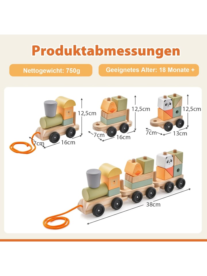COSTWAY 3 tlg. Set Eisenbahn in Bunt günstig kaufen 14 cm