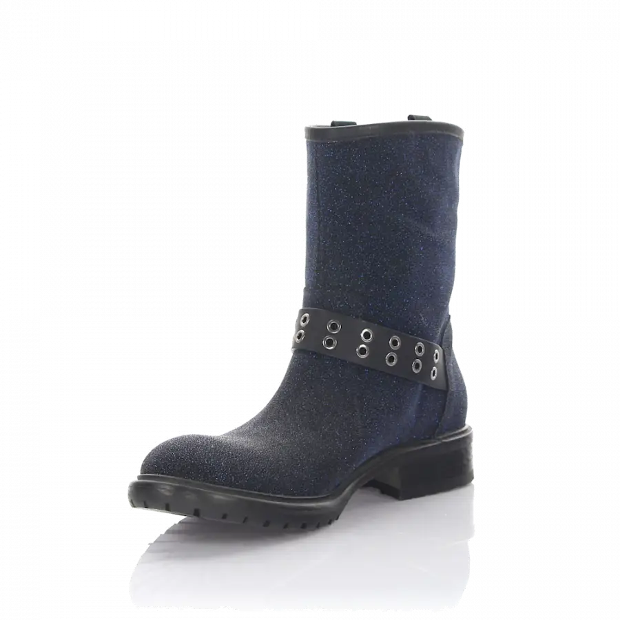 Rossano Bisconti - Stiefeletten Kalbsleder Gepixelt Zierschnalle blau - blau