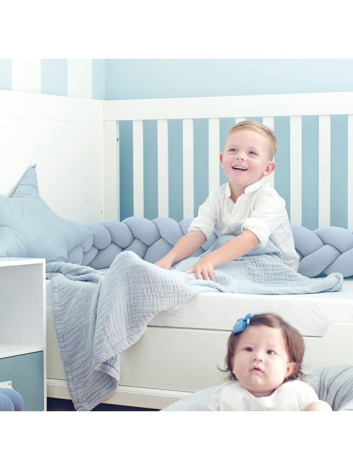 nordic coast company  Bettschlange geflochten Jersey Hellblau günstig kaufen onesize
