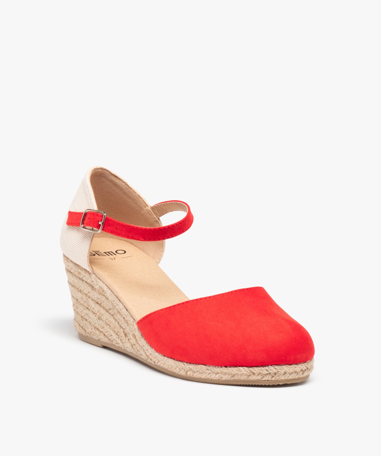 Sandales femme compensées dessus suédine unie orange | GEMO