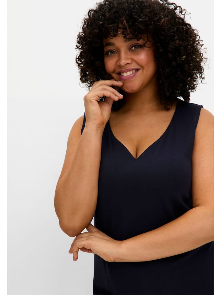 sheego Doppellagiges Top in tiefblau günstig kaufen