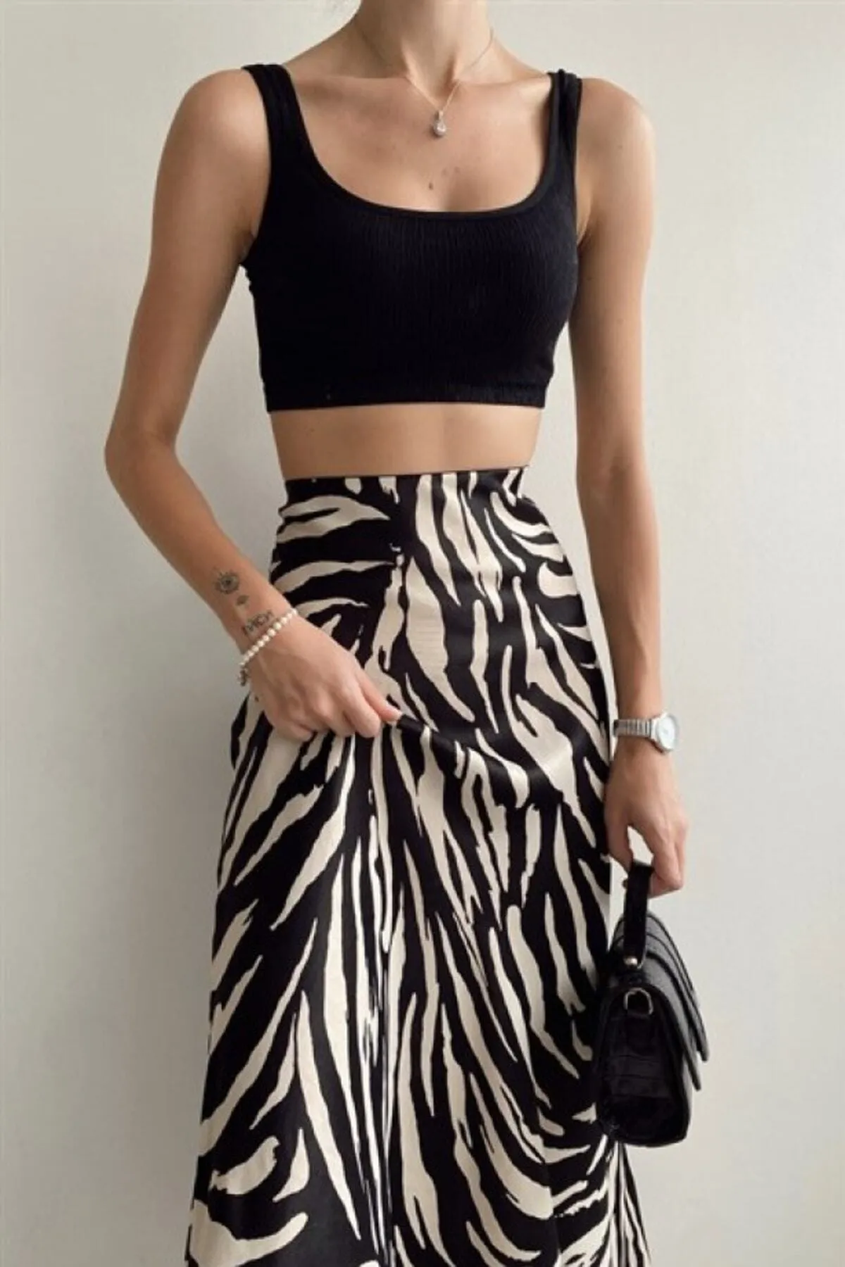 ZF BUTİK  Rock - Schwarz - Midi