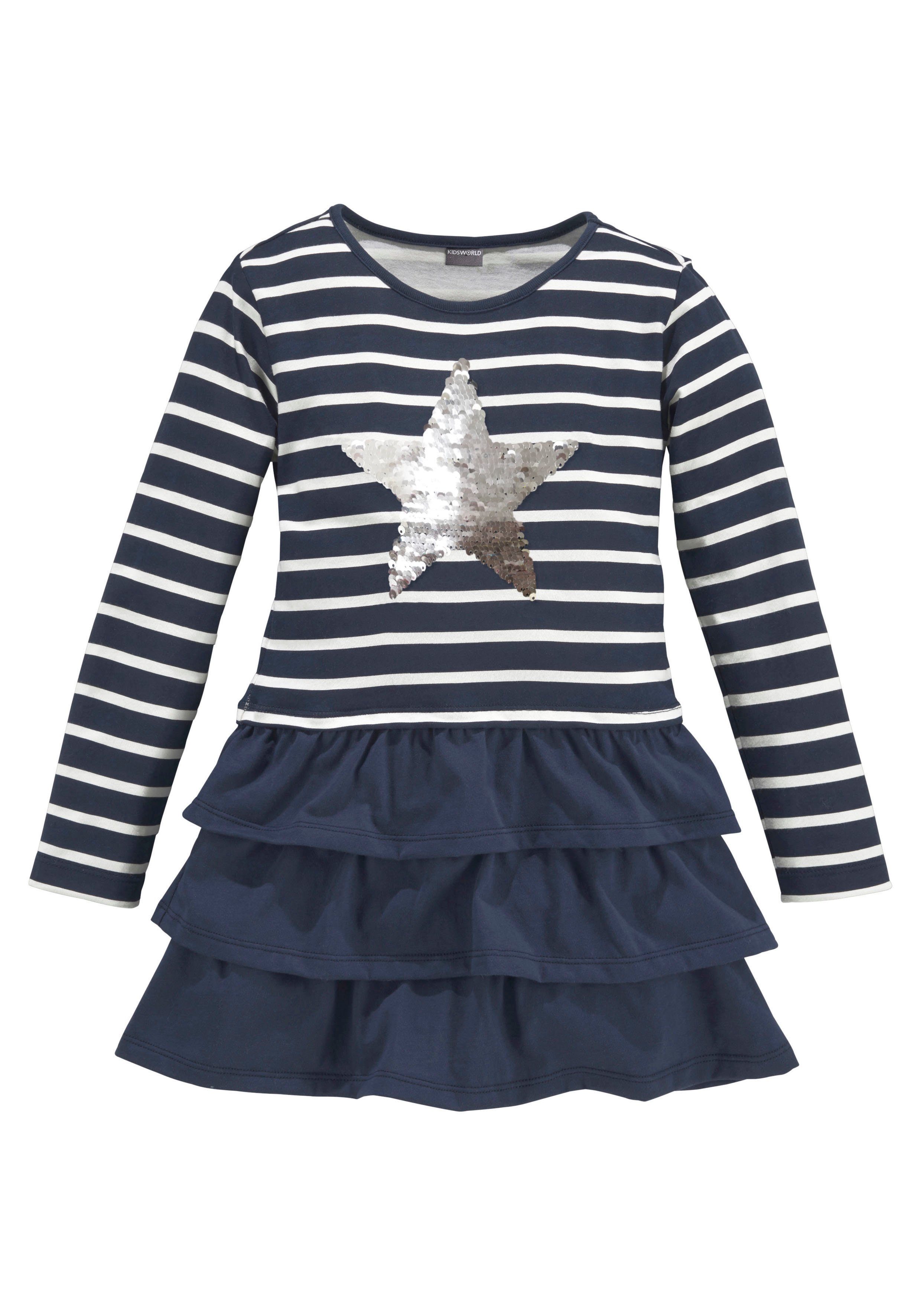KIDSWORLD Volantkleid Stern mit Wendepailletten