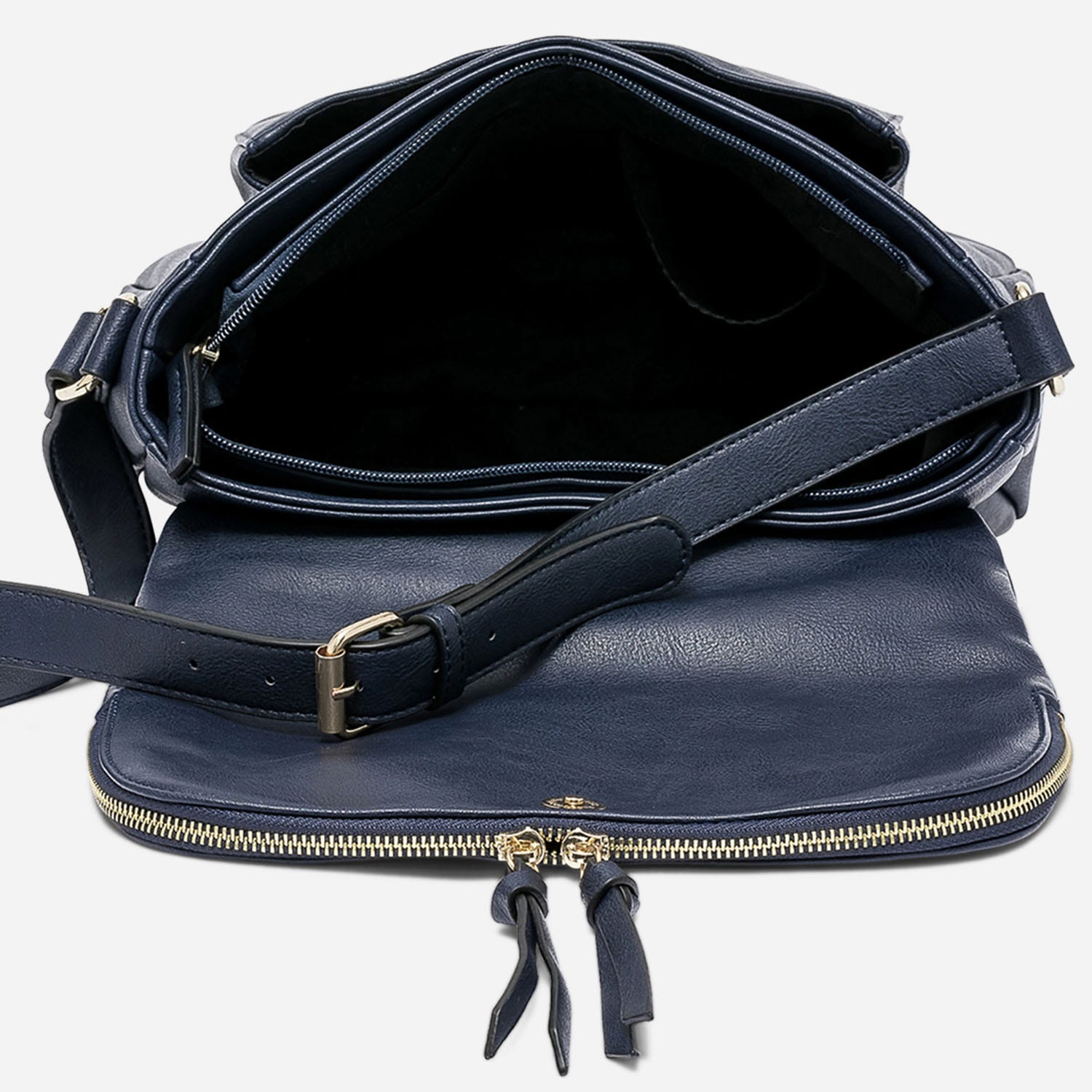 Sac besace marine avec rabat zippé
