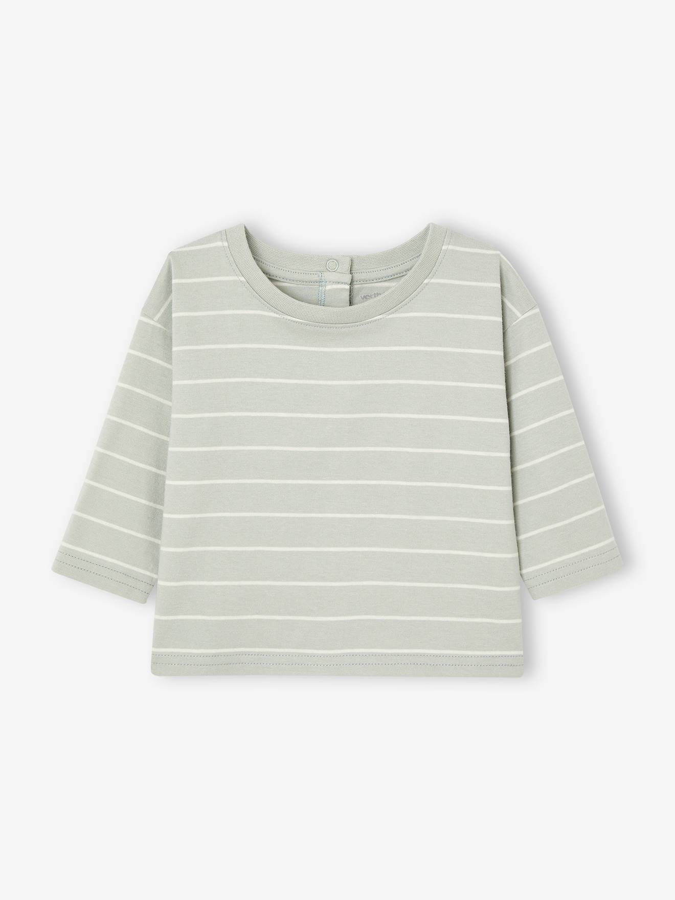 Vertbaudet 2er-Pack Baby Shirts BASIC - grün gestreift