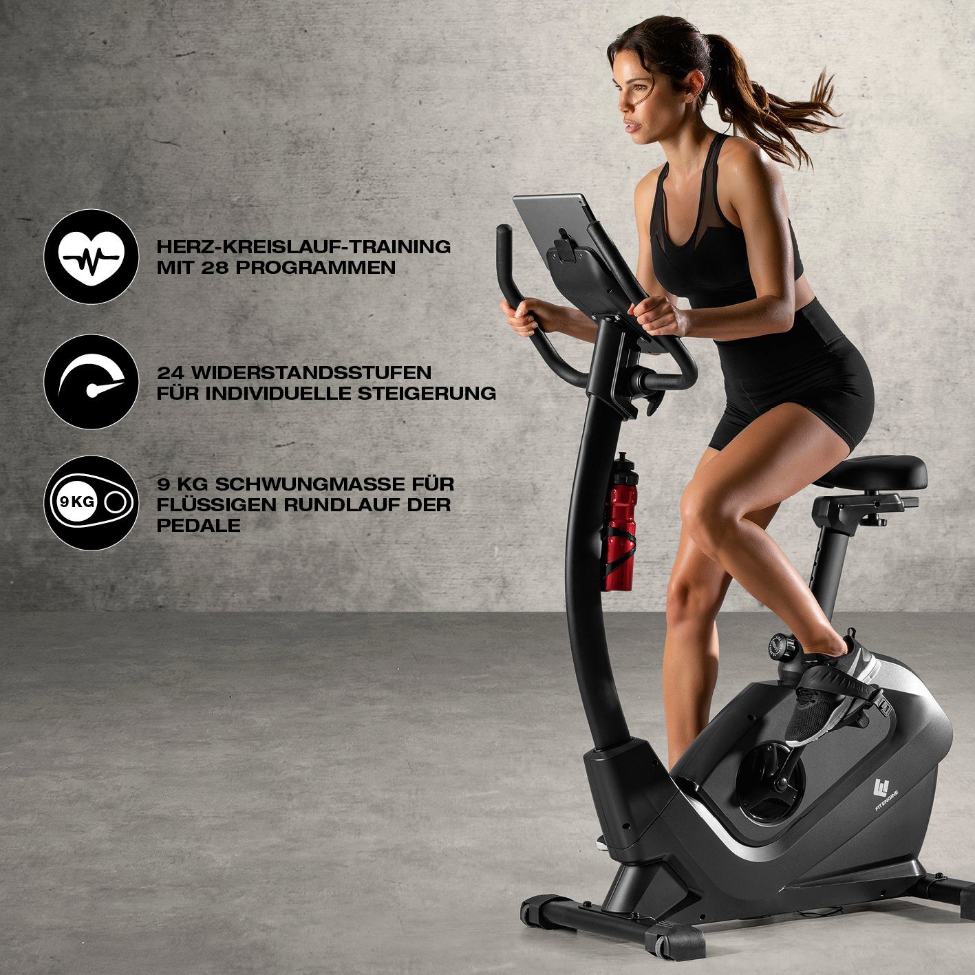 FitEngine Heimtrainer Fahrrad Smart inkl. 5'' LCD Display