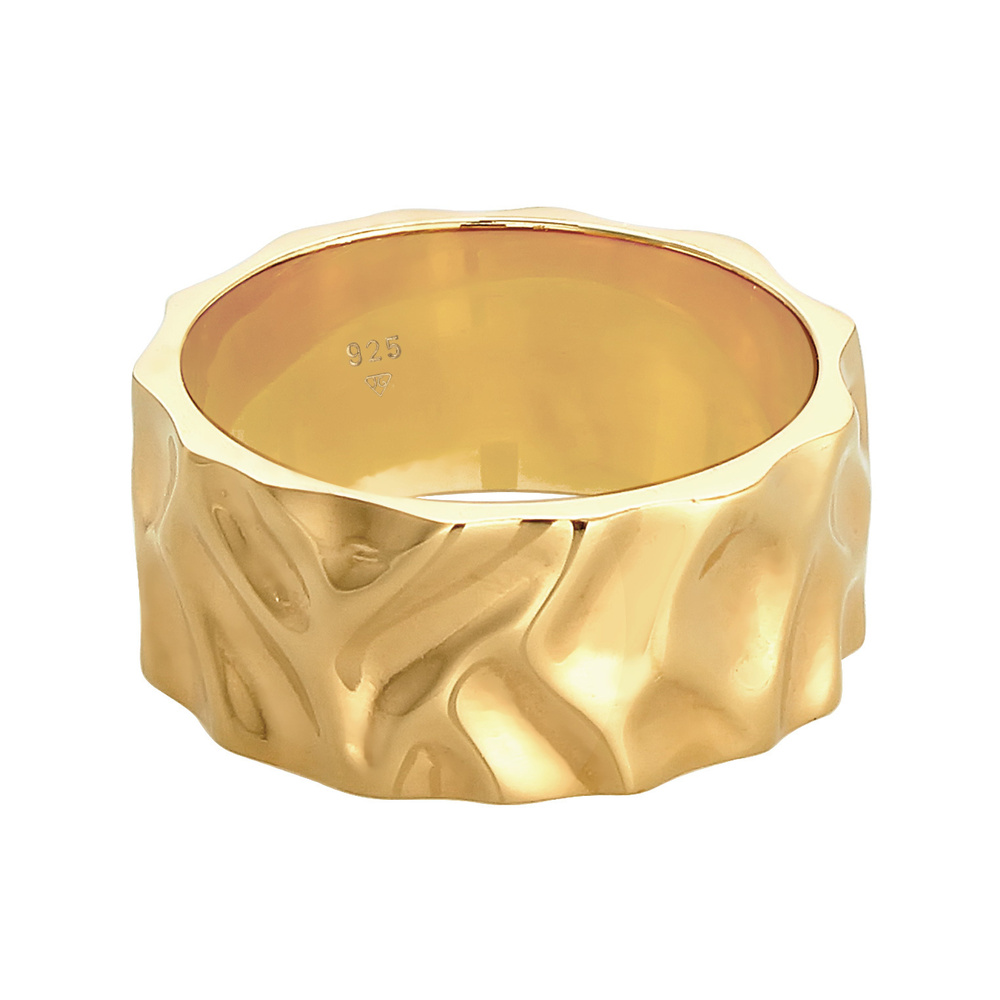 KUZZOI KUZZOI Bague à anneau pour homme martelée d'occasion ayant l'air solide en argent Bague