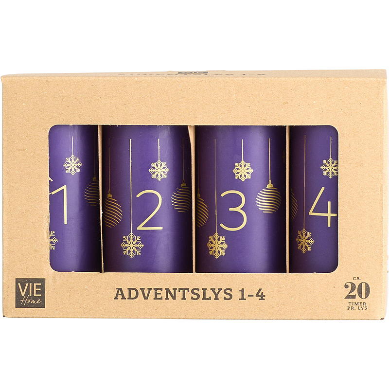 Vie Home Adventslys 4-pk 11 cm 1-4 lilla