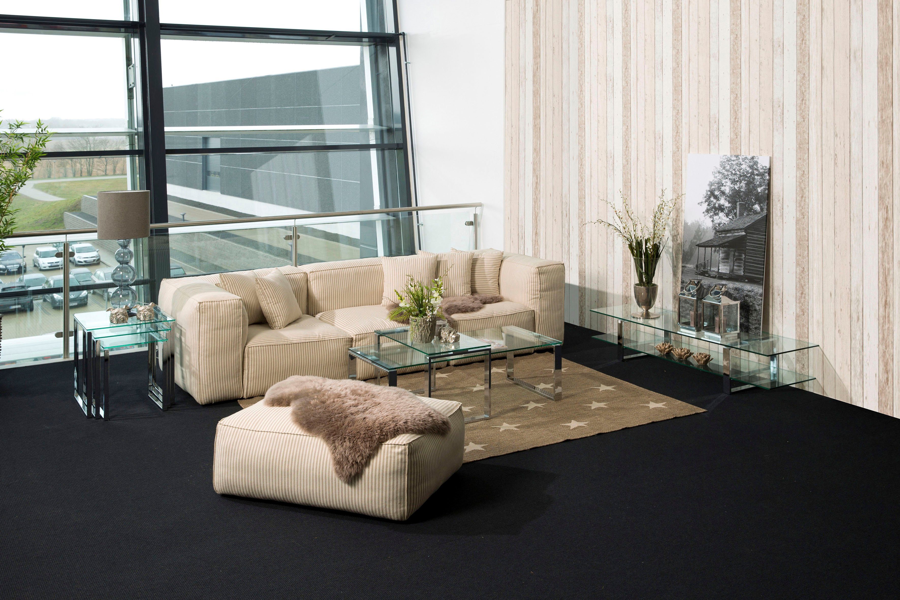 ACTONA GROUP Beistelltisch Karina (Set), mit einer Glastischplatte aus klarem Glas und Chromgestell
