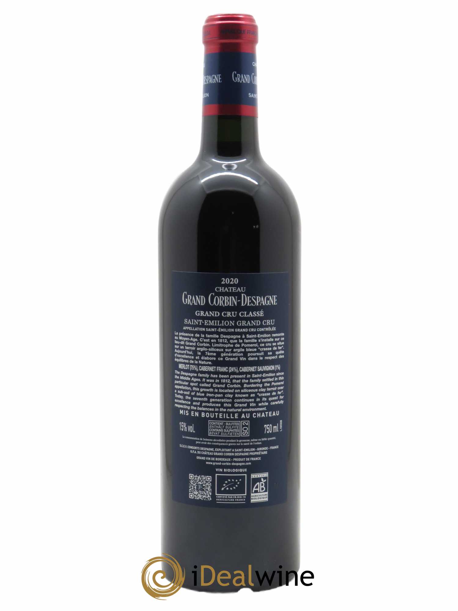 Château Grand Corbin Despagne Grand Cru Classé (CBO à partir de 6 BTS) 2020 - Lot de 1 Bouteille