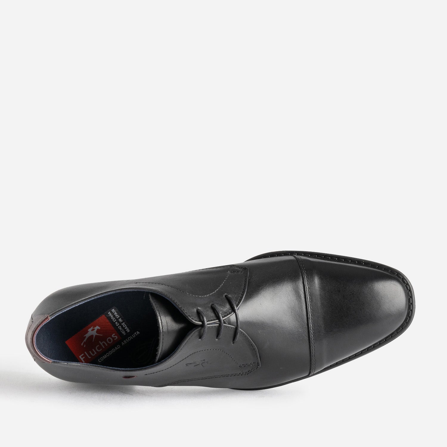Derby FLUCHOS noir cuir bout Molière