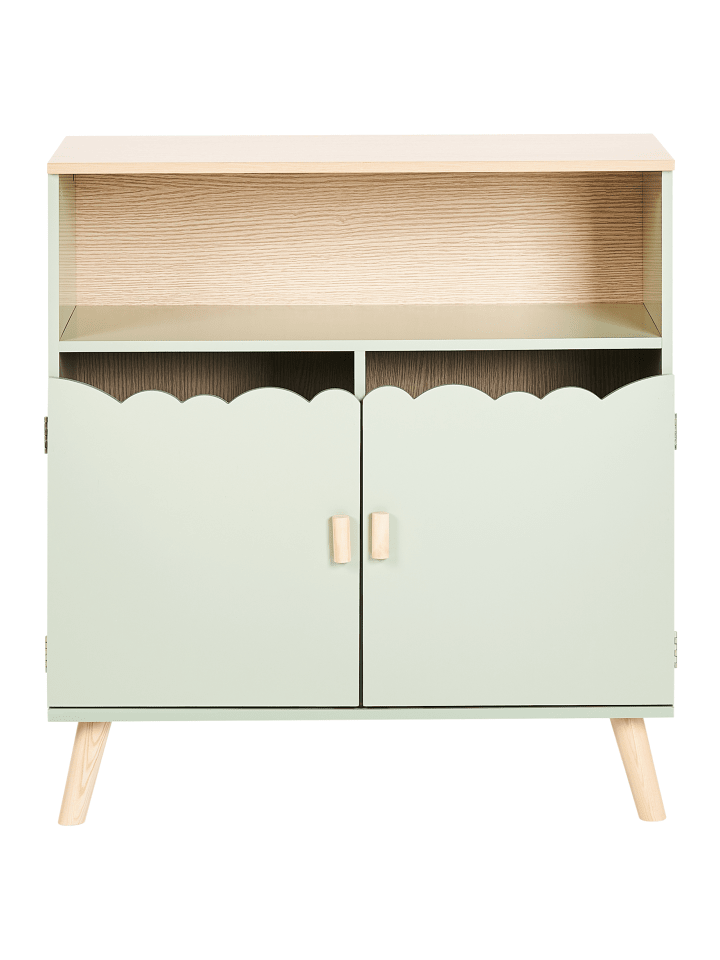 Beliani Sideboard LACKEY in Grün/Heller Holzfarbton - (W) 70 x (H) 74 x (L) 30 cm günstig kaufen onesize