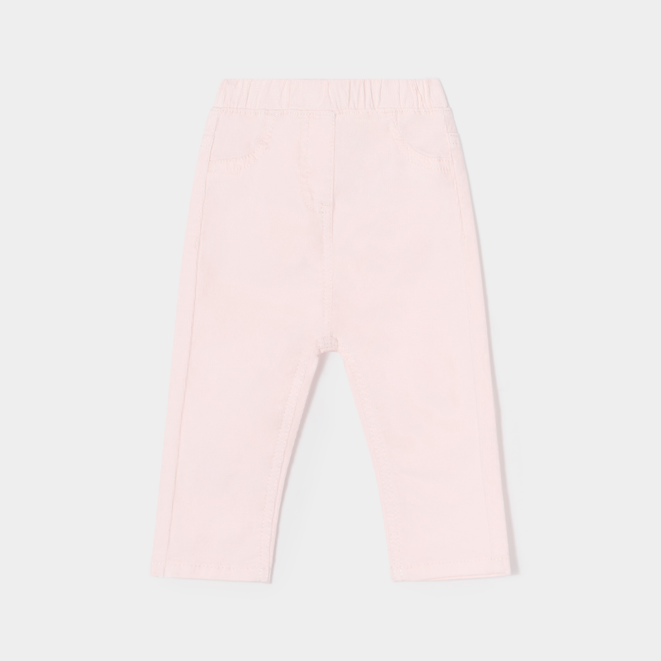 Pantalon velours côtelé coton rose clair bébé fille | La Halle